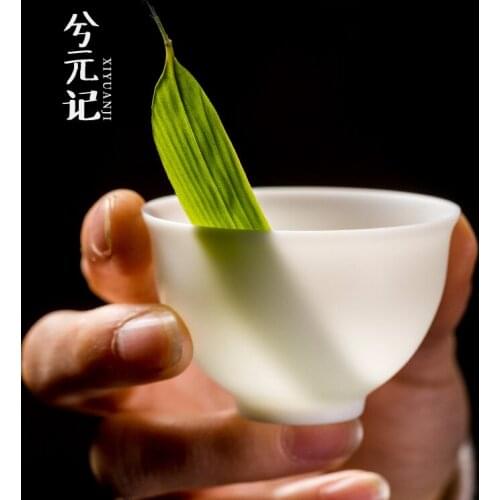 Firing dehua suet jade thin body white porcelain master kung fu tea mugs individual high-end fully sample tea cup