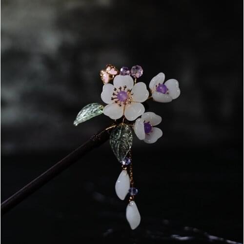 Newest Flower Hair Forks Retro Long Tassels Hairpins Clips Wooden Hair Sticks Bun Holder Step Shake Headpiece Wedding Bride