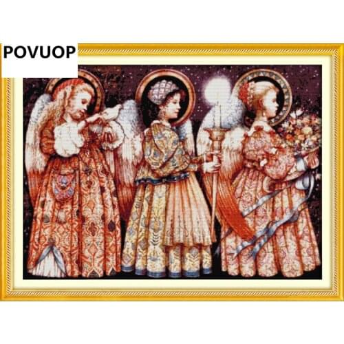 Cross stitch 91X68cm/35.8''X26.7''11ct Precision printed Cross stitch Christmas Eve angels New living room large painting
