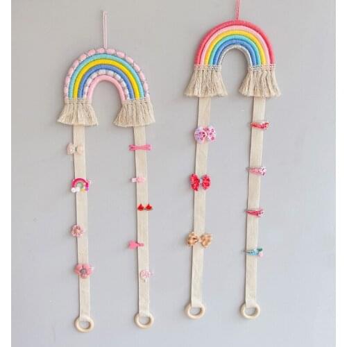 Rainbow Hairpin Hair Clip Holder Storage Organizer Baby Girl Room Hanging Ornament Hair Accessories Wall Decoration Wholesales