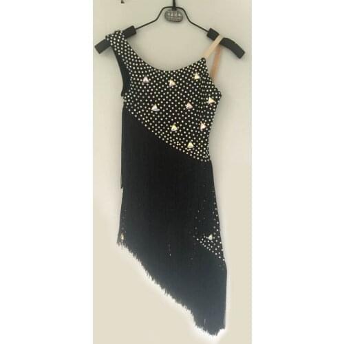New latin dance costumes sexy diamond tassel latin dance dress for children women latin dance dresses S-4XL F106