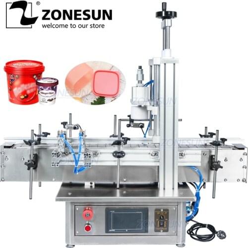 ZONESUN Pneumatic Semi Automatic Tabletop Glass Bottle Cap Press Machine Jar Whisky Plastic Bottle Capping Machine