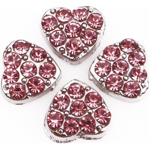 20Pcs/Lot White Pink Rhinestone Heart Floating Charms Hand-made DIY for Glass Lockets