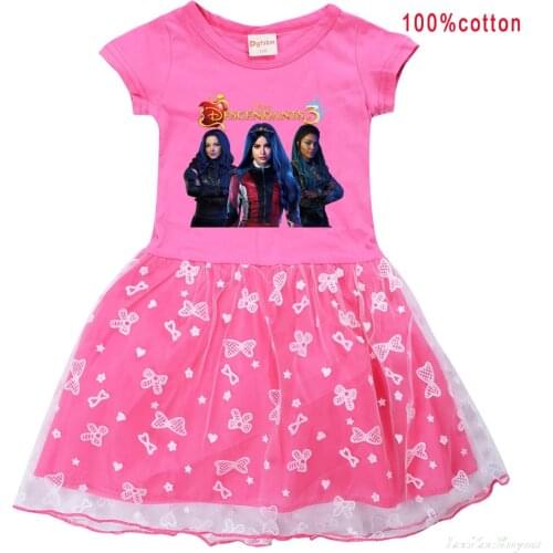 2021 T shirt Dress Descendants 3 Girls Tutu Dress Halloween cotton Cosplay Costume Princess Kids Girls Birthday Party Dresses
