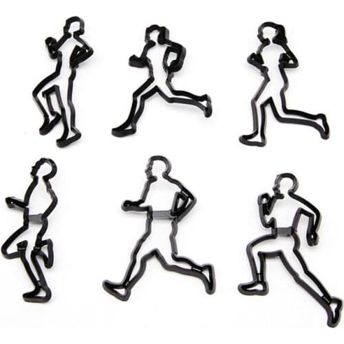 6PCS/SET Running Theme Cookie Cutter Plastic Run Sports Fondant Biscuit Mold Cutter Sugarcraft Cake Moulds Cake Baking Tools