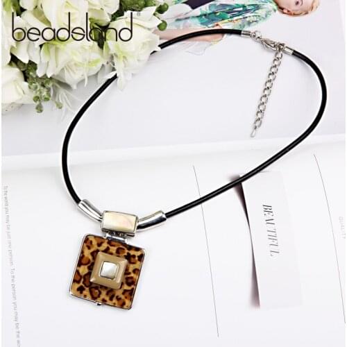 Beadsland Fashion Pendant Necklaces Punk Rope Chain Leopard Print For Women Men Unisex Dancing Party Christmas Gift 39986