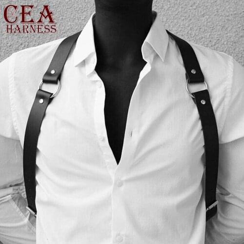 CEA Fashion Harness Men Bondage Lingerie Strong Men Bondage Leather Harness Men Gay Gothic Body Chest Half Harness Top Belts