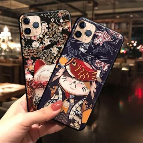 Soft TPU 3D Emboss Phone Case for iPhone X XS XR 11 12 Pro Max Cute Cat Matte Back Cover for iPhone 6 7 8 Plus Capa Ladies Coque