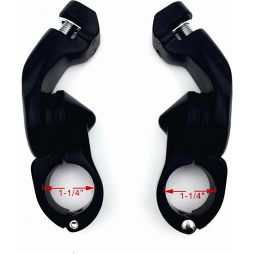 Black 2.5" Short Angled Adjustable Highway Foot Peg Mount Kit For 1.25" Engine Guard (Harley Road King/ Street Glide/ Fat Boy)