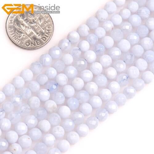 Gem-inside AAA Natural Tiny Small Seed Spacer Blue Chalcedony Stone Beads For Jewelry Making Strand 15'' DIY