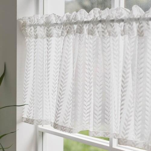 DUNXDECO Short Curtain For Kitchen Door Half Cortinas European Country Style Leaf Lace Fabric White Soft Rideau Room Decorating
