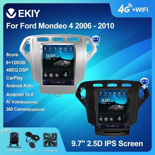 EKIY 9.7" Android 10 Multimedia Tesla Vertical Screen For Ford Mondeo 2007-2010 Car GPS Radio Navi BT Stereo 2 DIN no DVD Player