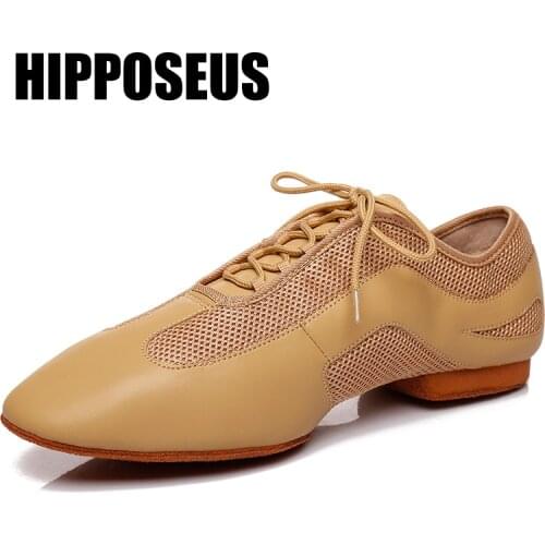 Hipposeus Dance-Shoes Women Men Modern Ballroom Latin Tango Girls Boys Leather Dance Shoes Soft Salsa Dancing Shoes Professional