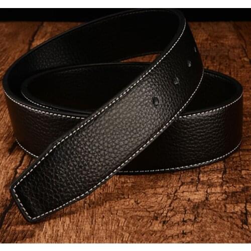 Luxury No Buckle Belt Brand H Men High Quality Male Genuine Real Leather Strap for Jeans Board Buckle -letter Belts