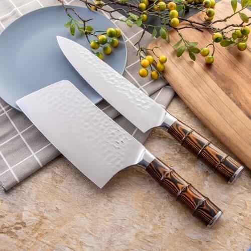 Kitchen Knife Set Stainless Steel - 2PCS Chef Meat Cleaver Slicing Knife Vegetable Cutting Knives Non-slip Handle