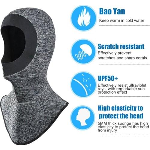 Neoprene Scuba Diving Hood 3MM Diving Cap Bib Dive Hood Warm Durable Stretchable for Surfing Snorkeling Sailing QW