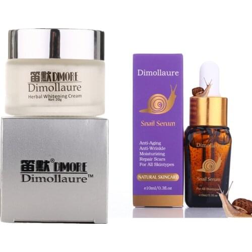 Dimollaure Strong effect whitening cream + snail serum anti-aging Moisturizing Remove Freckle melasma pigment Melanin sunburn