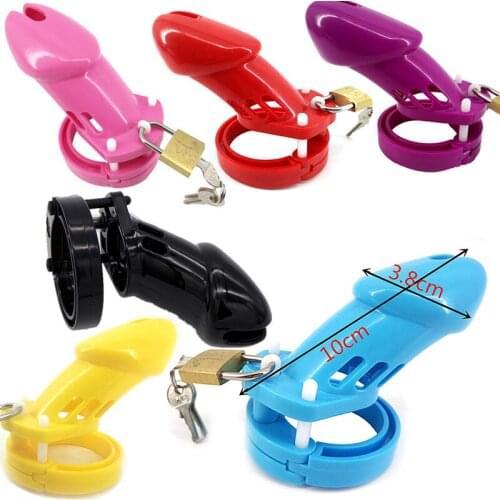 7 Colors CB6000 Plastic Male Chastity Cage Chastity Devices Penis Sleeve Ring with Lock Bondage Restraint BDSM Sex Toys for Men