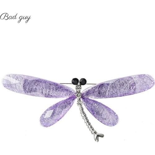 Bad Guy Platinum Plating Pin For Womens Crystal Dragonfly Brooch Fasion Jewelry Clothes Scarf Buckle Garment Accessories Gifts