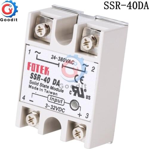 SSR-40DA 40A Input 3-32V DC Output 24-380V AC Solid State Relay Module Single Phase Semi-Conductor Relay Shield Board