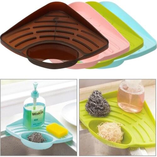 Kitchen Organizer Storage Racks Triangular Sink Rack Sink Soap Shelf Sink Sponge Stand with Sucker Kitchen Accessory