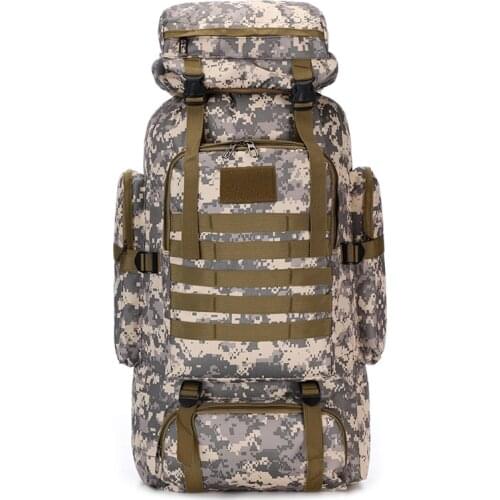 80L Waterproof Molle Camo Tactical Backpack Military Army Hiking Camping Backpack Travel Rucksack Outdoor Sports Climbing Bag