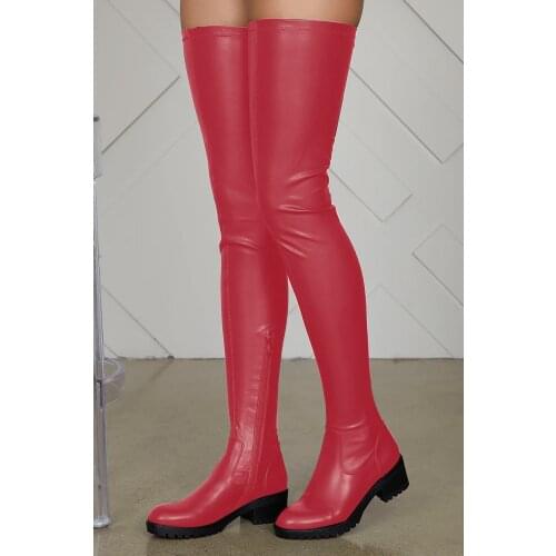 Western fashion thigh high Over the knee boots women platform shoes Thick bottom Round toe zipper Ladies Boots autumn Black