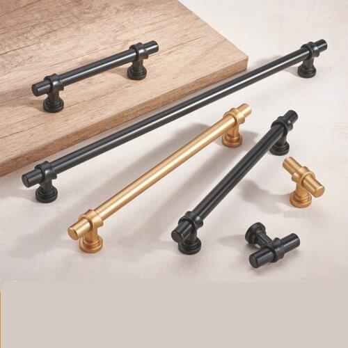 1PCS Light Luxury Nordic Black Gold Cabinet handles and Knobs Wardrobe Drawer Door Pulls Furniture Hardware