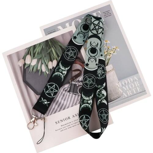 1pcs ZF2738 Moon Symbol Keychain Tags Strap Neck Lanyards For Keys ID Card Pass Gym Phone USB Badge Holder DIY Hang Rope