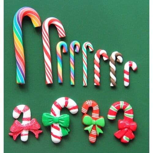 10Pcs Candy Crutch Ornaments Christmas decorations for home Scrapbooking For Phone Deco DIY Earrings Jewelry Making Accessories