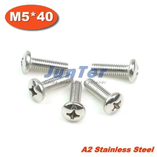100pcs/lot DIN7985 M5*40 Stainless Steel A2 Pan Head Phillips (Cross recessed pan head) Screw