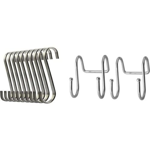 12Pcs S Stainless Steel Suspension Hooks for Kitchen Cookware or Butcher Meat - 10Pcs 8.1 X 5 Cm & 2Pcs 7.3Cmx5Cm