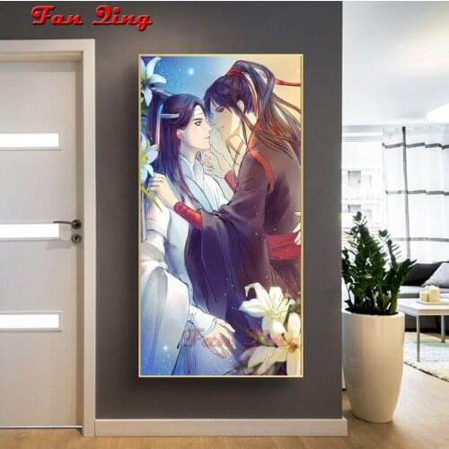 5d diy Diamond painting Anime beautiful man couple cross stitch square round diamond embroidery Handmade home decoration gifts