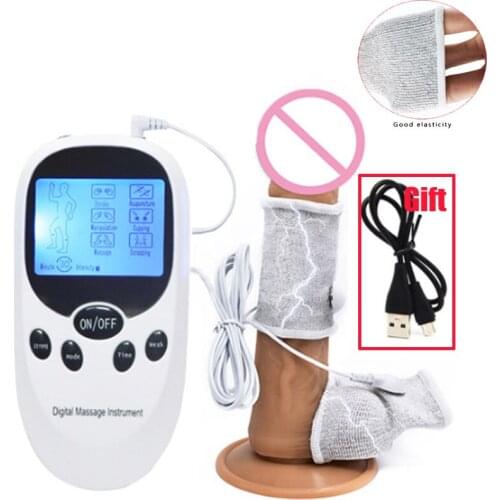 BDSM Electro Shock Penis Ring Scrotum Sleeve Electro Stimulation Therapy Massager Penis Extender SM Male Masturbation Sex Tools