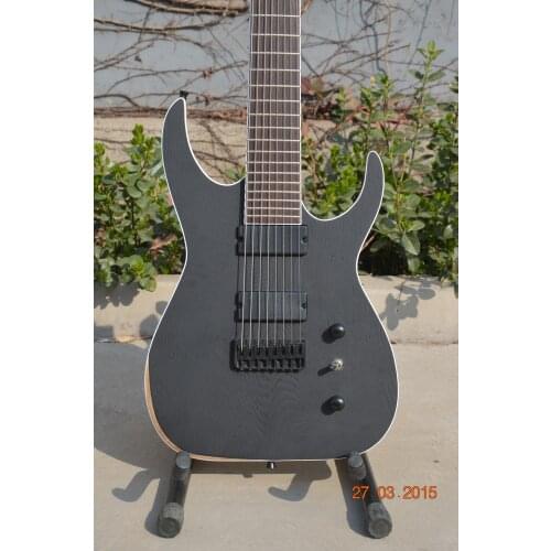 Free shipping 8 strings guitar,matte black mah guitar,ASH wood body,black locked button,HH pickups,fixed bridge