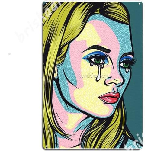 Blonde Pop Art Crying Girl Metal Signs Cinema Garage Bar Cave Classic Wall Decor Tin sign Posters