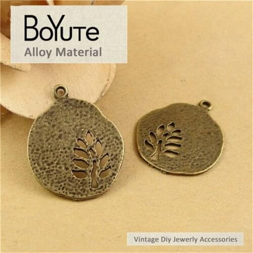 BoYuTe (50 Pieces/Lot) 25*23MM Vintage Charms Antique Bronze Plated Hollow Pendant Tree Jewelry Accessories Wholesale
