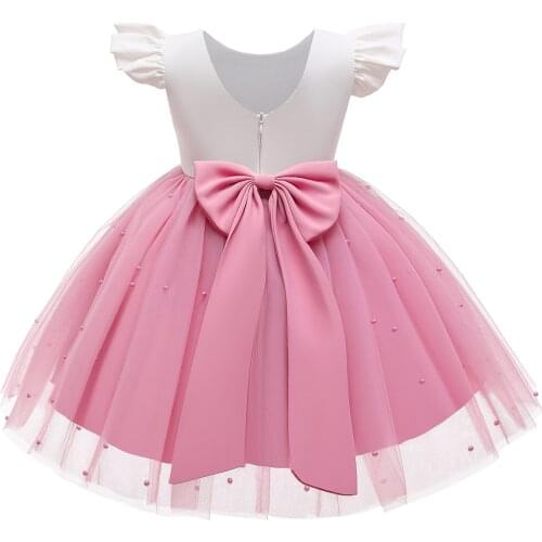 Princess Kids Baby Dress For Girls Flower Wedding Dress Party Birthday Dress Girl Summer Dresses Elegant Princess Pearls Gown