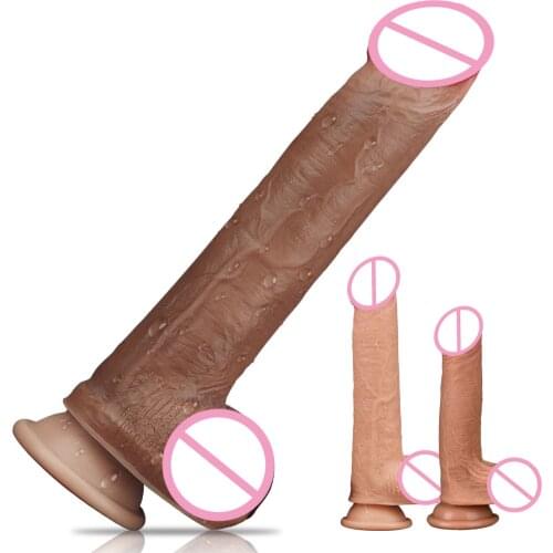 Double Layer Skin Feeling Huge Dildo Realistic with Suction Cup Penis Bend Big Dildos Thick Dick Sex Toys for Woman Lesbian Cock