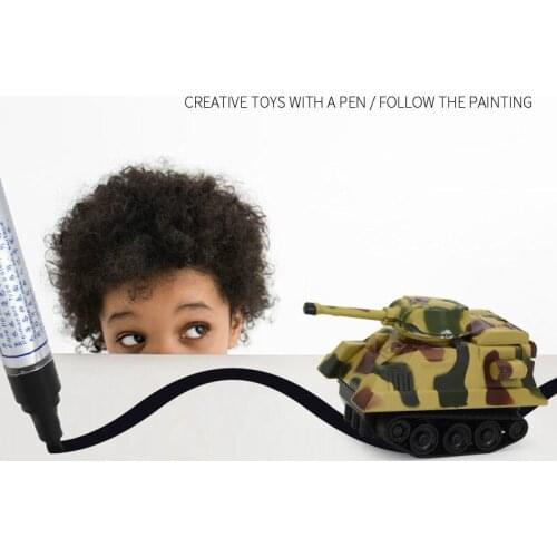 Puzzle creative childrens scribing toy car induction drawing line and pen tank engineering car desktop game toys