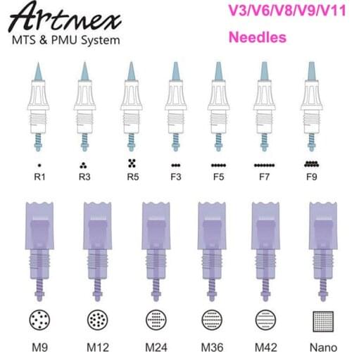Artmex MTS PMU Needle Cartridges for V3 V6 V8 V9 V11 Permanente Tattoo Makeup Machine Eyebrow Eyeliner Lips Pen