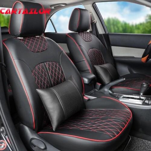 CARTAILOR car seats for Cadillac srx seat cover set black PU leather car seat covers auto seat cushion protector accessories set