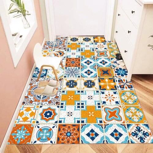 Nordic style Entrance hall carpet PVC wire loop mat INS Marble Brick flower Door mat Living room floor mat bathroom non-slip rug