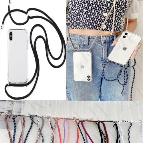 Fashion Transparent Crossbody Necklace Lanyards Cord Phone Case For iPhone 13 12 Mini 11 Pro XS Max X XR 7 6 8 Plus SE2020 Cover