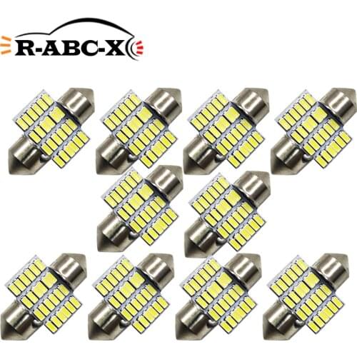 1.44W 24-SMD 3014 Chipset 28/31/36mm DE3175 Festoon Xenon White LED Bulbs Replacement for Map Dome License Plate Lights Lamps