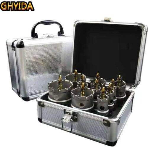Free Shipping10pcs/Set 16-53mm Hole Saw Drill Bit sets Alloy Carbide Cobalt Steel Cutter Stainless Steel Plate Iron Metal