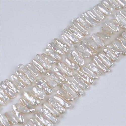 Good Quality Natural White 6*20mm Baroque Biwa Pearl Long Stick Freshwater Pearl Strand For Jewelry Making