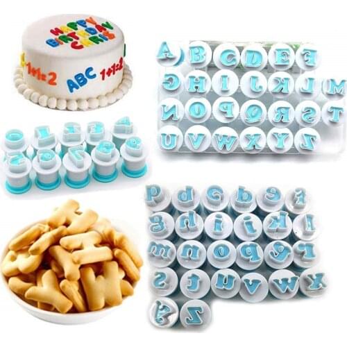 Alphabet Number Biscuit Cutter Cookie Cutters Stamp Impress Lowercase UpperCase Letter Shape DIY Bake Cake Biscuit Fondant Mold