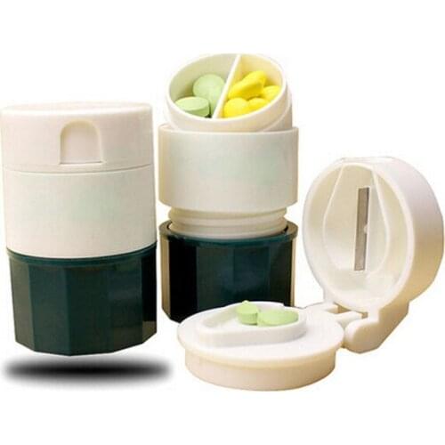 New 4 Layers Pill Crusher Grinder Splitter Divider Cutter Storage Box Cases Care