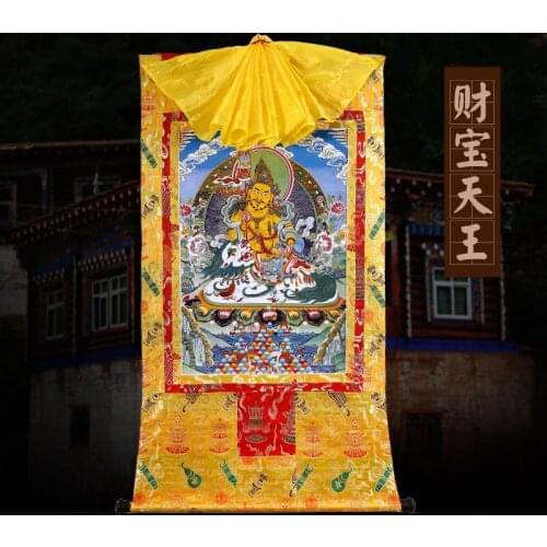 Wholesale Buddhist supplies 120CM LARGE Greco-Buddhist Buddhism ART Vaisravana Buddha Wealth God Thang-ga Thangka hang painting